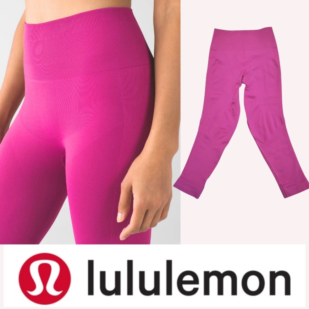 LULULEMON Zone In Tight Crop Seamless Compression Pants Pink Raspberry Size 0?